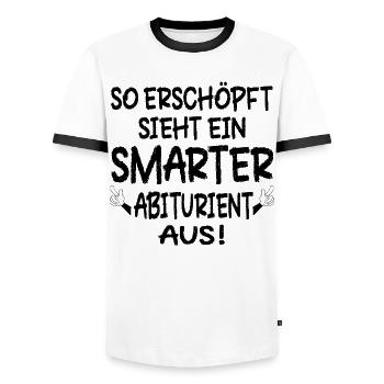 SCHULABSCHLUSS ABITUR 2026 ERSCHÖPFUNG - Männer Kontrast-T-Shirt - Weiß/Schwarz - Vorne - AI Model Female 172 light (172cm) & AI Model Male 178 dark (178cm)