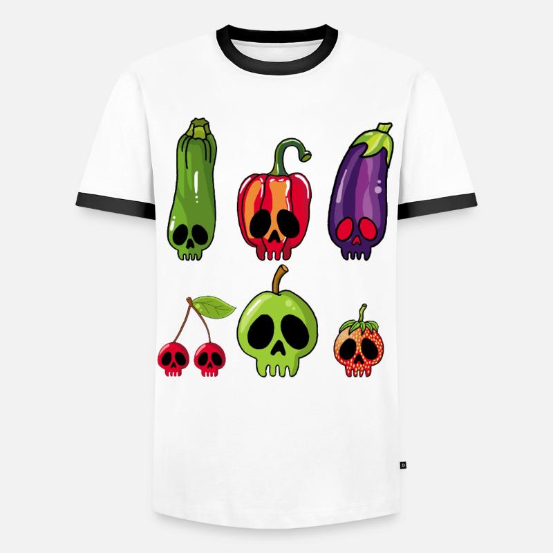 Fruit and vegetable skulls - Men's Ringer Shirt - white/black