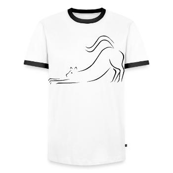 Katze - Männer Kontrast-T-Shirt - Weiß/Schwarz - Vorne - AI Model Female 172 light (172cm) & AI Model Male 178 dark (178cm)