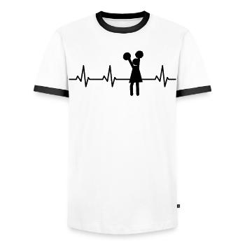 Cheerleader stick figures pulse beat - Men's Ringer Shirt - white/black - Front - AI Model Female 172 light (172cm) & AI Model Male 178 dark (178cm)