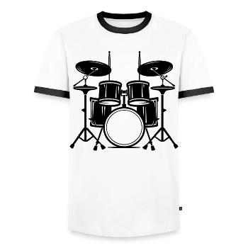 Schlagzeug - Männer Kontrast-T-Shirt - Weiß/Schwarz - Vorne - AI Model Female 172 light (172cm) & AI Model Male 178 dark (178cm)