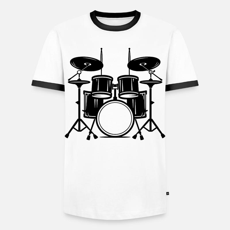 Schlagzeug - Männer Kontrast-T-Shirt - Weiß/Schwarz