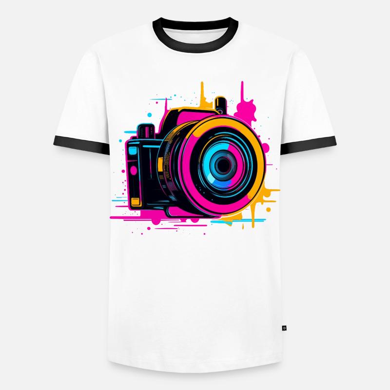 Camera Steamwave - Men's Ringer Shirt - white/black