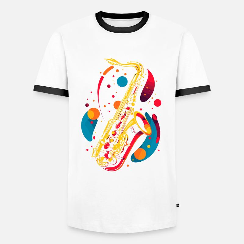 Saxophone Graphics - Men's Ringer Shirt - white/black