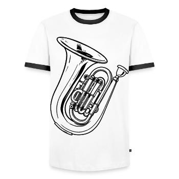 Tuba Skizze - Männer Kontrast-T-Shirt - Weiß/Schwarz - Vorne - AI Model Female 172 light (172cm) & AI Model Male 178 dark (178cm)