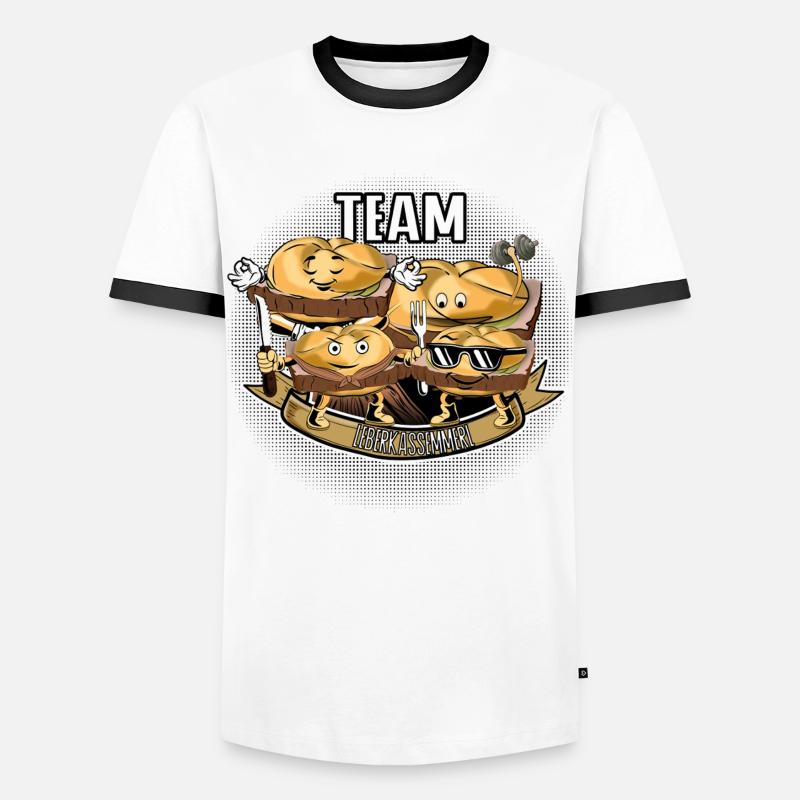 Team Leberkassemmel – Snack Squad! - Men's Ringer Shirt - white/black