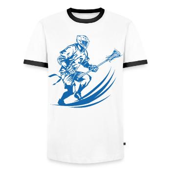 Graphiques de joueur de crosse - T-shirt contrasté Homme - blanc/noir - Devant - AI Model Female 172 light (172cm) & AI Model Male 178 dark (178cm)