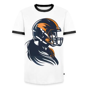 Footballspielerin - Männer Kontrast-T-Shirt - Weiß/Schwarz - Vorne - AI Model Female 172 light (172cm) & AI Model Male 178 dark (178cm)