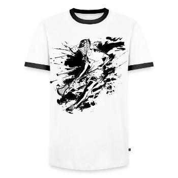 Graffiti d’un joueur de crosse - T-shirt contrasté Homme - blanc/noir - Devant - AI Model Female 172 light (172cm) & AI Model Male 178 dark (178cm)