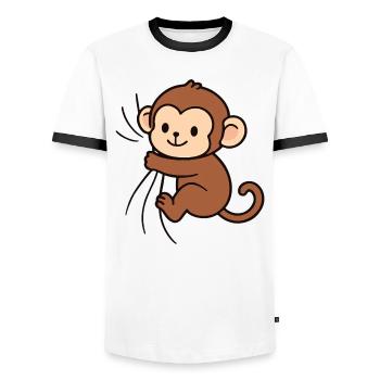 Dear little monkey - Men's Ringer Shirt - white/black - Front - AI Model Female 172 light (172cm) & AI Model Male 178 dark (178cm)
