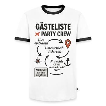 Liste des invités Équipe de fête - T-shirt contrasté Homme - blanc/noir - Devant - AI Model Female 172 light (172cm) & AI Model Male 178 dark (178cm)