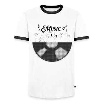 Ein halber Musikzylinder - Männer Kontrast-T-Shirt - Weiß/Schwarz - Vorne - AI Model Female 172 light (172cm) & AI Model Male 178 dark (178cm)