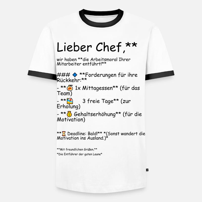 Die Arbeitsmoral - Männer Kontrast-T-Shirt - Weiß/Schwarz