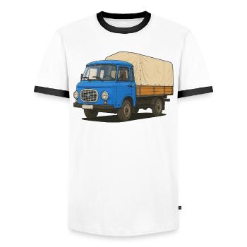 Plateau Est - T-shirt contrasté Homme - blanc/noir - Devant - AI Model Female 172 light (172cm) & AI Model Male 178 dark (178cm)