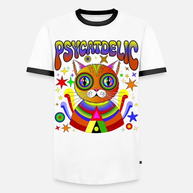 PSYCATDELIC - Männer Kontrast-T-Shirt - Weiß/Schwarz