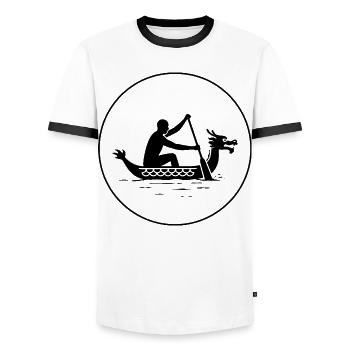 Dragon boat - Men's Ringer Shirt - white/black - Front - AI Model Female 172 light (172cm) & AI Model Male 178 dark (178cm)