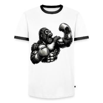 Gorilla Boxer Fighter Boxing Roars Gift - Men's Ringer Shirt - white/black - Front - AI Model Female 172 light (172cm) & AI Model Male 178 dark (178cm)