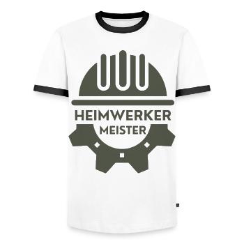 DIY Master – Proud DIY Design - Men's Ringer Shirt - white/black - Front - AI Model Female 172 light (172cm) & AI Model Male 178 dark (178cm)