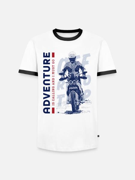 Adventuring motorcycle rider - Men's Ringer Shirt - white/black