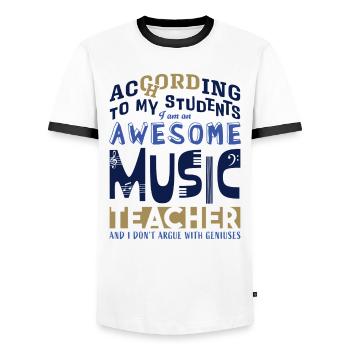 Awesome Music Teacher - Typografie - Männer Kontrast-T-Shirt - Weiß/Schwarz - Vorne - AI Model Female 172 light (172cm) & AI Model Male 178 dark (178cm)
