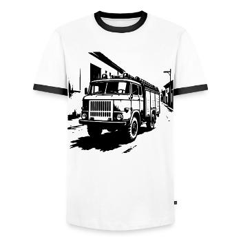 Fire brigade East legend - Men's Ringer Shirt - white/black - Front - AI Model Female 172 light (172cm) & AI Model Male 178 dark (178cm)
