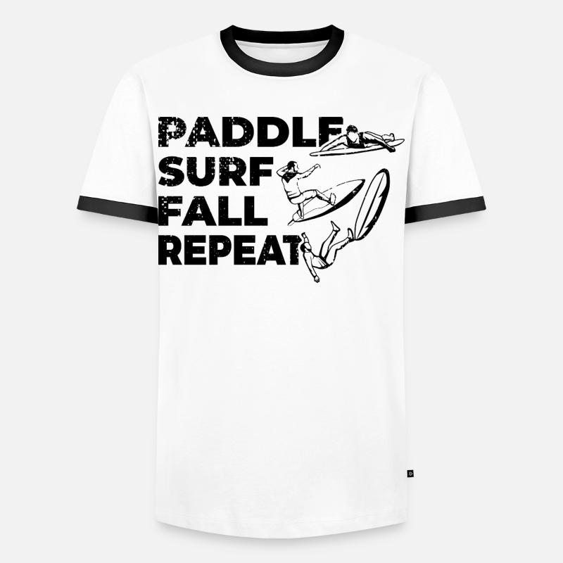Funny surfer - Men's Ringer Shirt - white/black