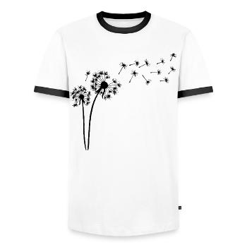 Black dandelion in the wind - Men's Ringer Shirt - white/black - Front - AI Model Female 172 light (172cm) & AI Model Male 178 dark (178cm)