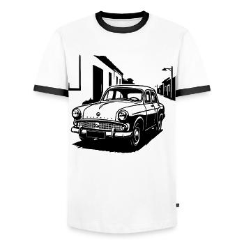 Retro Classic 403 - Men's Ringer Shirt - white/black - Front - AI Model Female 172 light (172cm) & AI Model Male 178 dark (178cm)