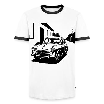 Economic miracle classic - Men's Ringer Shirt - white/black - Front - AI Model Female 172 light (172cm) & AI Model Male 178 dark (178cm)