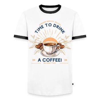 Time to Drink Coffee – Do Not Disturb - Männer Kontrast-T-Shirt - Weiß/Schwarz - Vorne - AI Model Female 172 light (172cm) & AI Model Male 178 dark (178cm)