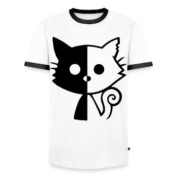 Black Kitten Yin and Yang - Men's Ringer Shirt - white/black - Front - AI Model Female 172 light (172cm) & AI Model Male 178 dark (178cm)