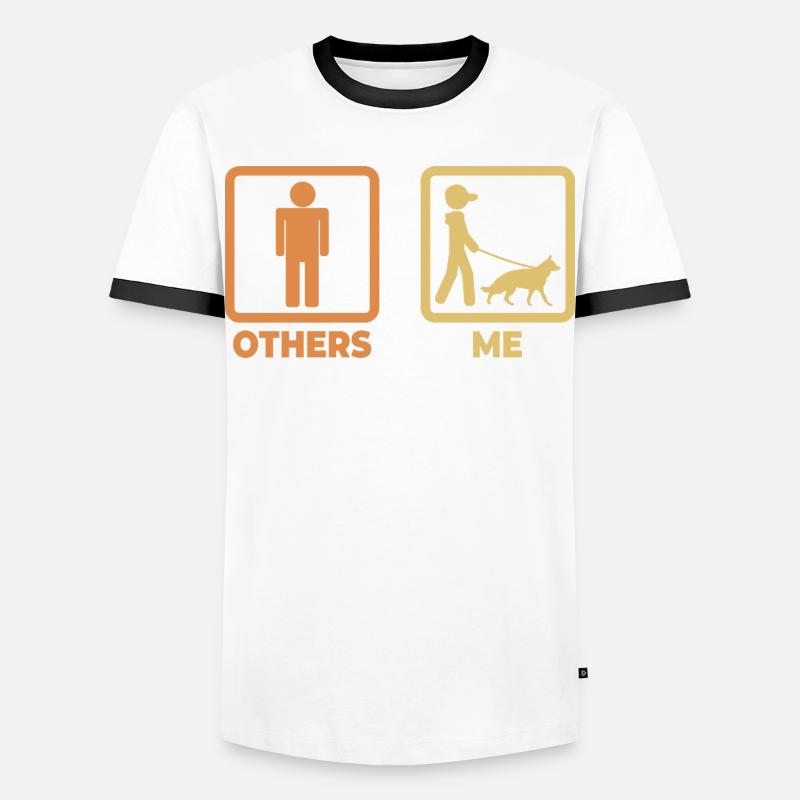 German Shepherd Stick Figure - Men's Ringer Shirt - white/black