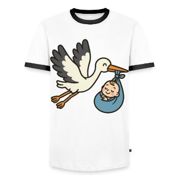 Classic Stork Delivery - Männer Kontrast-T-Shirt - Weiß/Schwarz - Vorne - AI Model Female 172 light (172cm) & AI Model Male 178 dark (178cm)