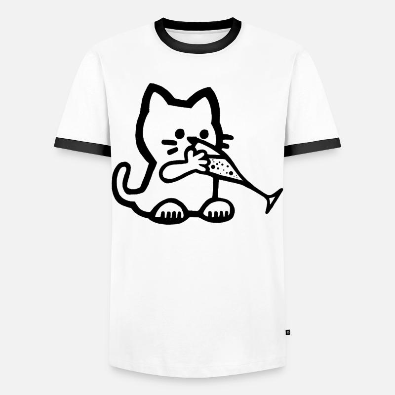 Durstiges Kätzchen - Männer Kontrast-T-Shirt - Weiß/Schwarz