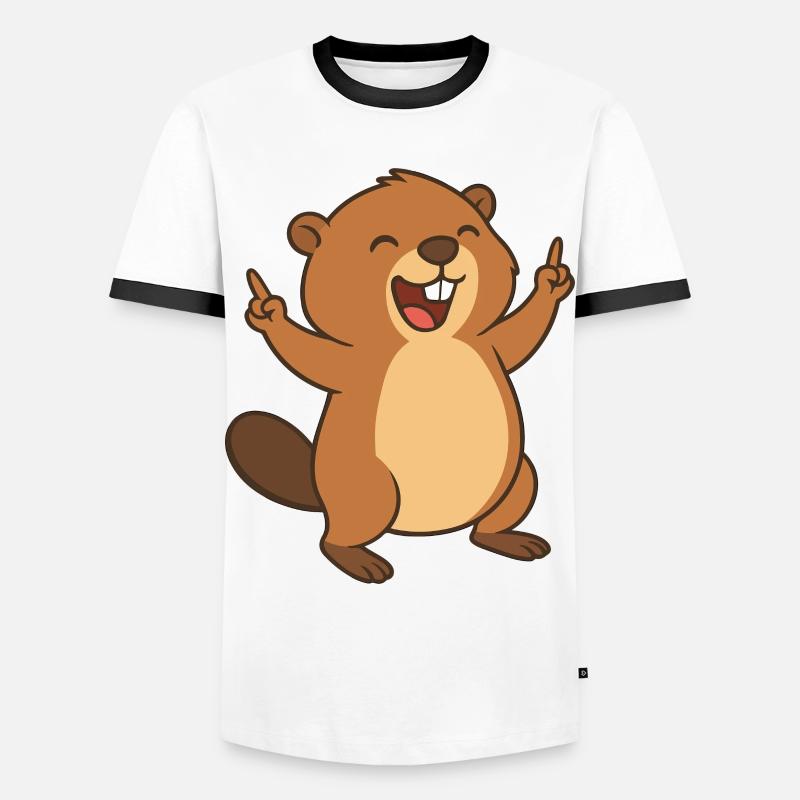 Fröhlicher Biberspaß - Männer Kontrast-T-Shirt - Weiß/Schwarz