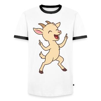 Dancing kid goat - Men's Ringer Shirt - white/black - Front - AI Model Female 172 light (172cm) & AI Model Male 178 dark (178cm)