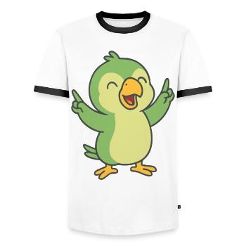Perroquet de fête - T-shirt contrasté Homme - blanc/noir - Devant - AI Model Female 172 light (172cm) & AI Model Male 178 dark (178cm)