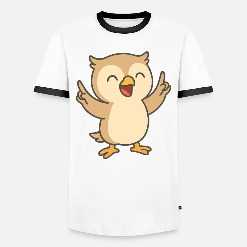 Gute-Laune-Eule - Männer Kontrast-T-Shirt - Weiß/Schwarz