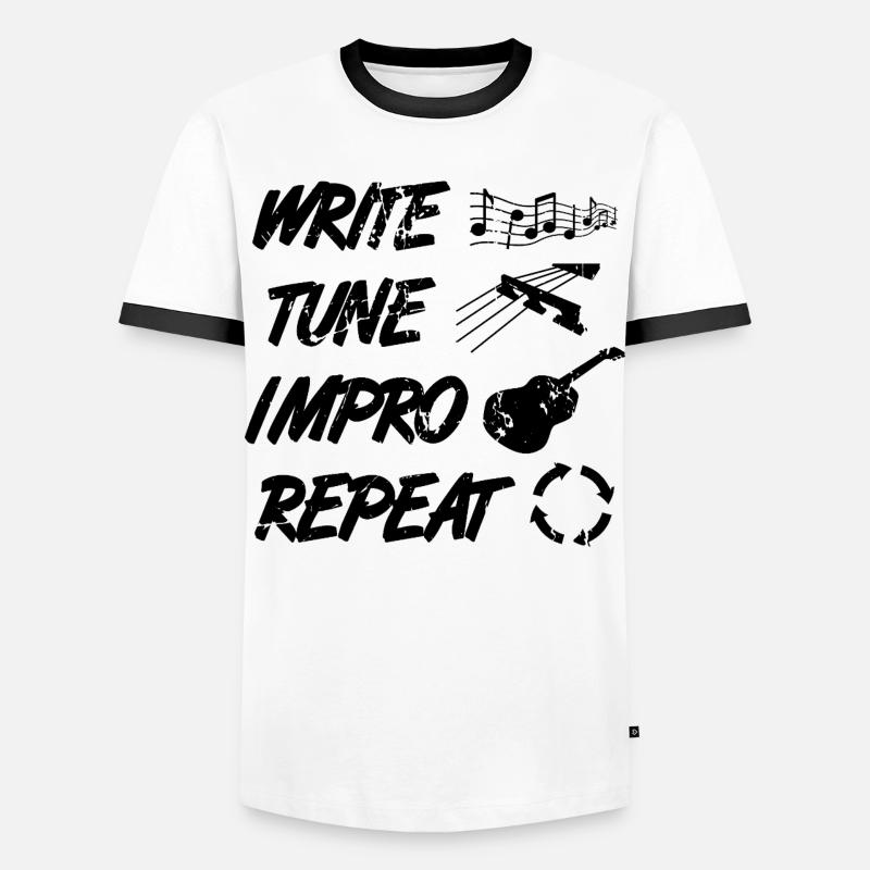 Gitarrist Zeitplan - Männer Kontrast-T-Shirt - Weiß/Schwarz