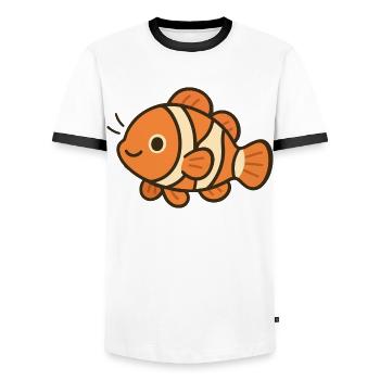 Anemone Fish - Cheerful Reef Dweller - Men's Ringer Shirt - white/black - Front - AI Model Female 172 light (172cm) & AI Model Male 178 dark (178cm)
