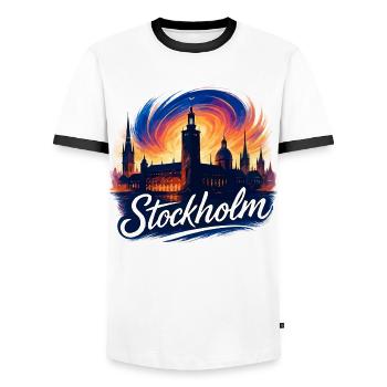 Stockholm la plus belle capitale Suède Cadeau - T-shirt contrasté Homme - blanc/noir - Devant - AI Model Female 172 light (172cm) & AI Model Male 178 dark (178cm)