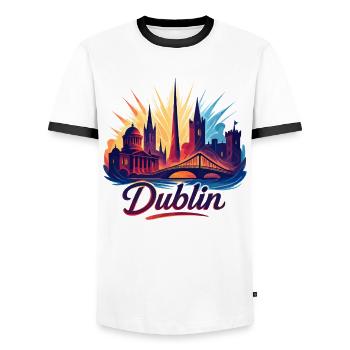 Dublin Capital Ireland Silhouette Gift - Men's Ringer Shirt - white/black - Front - AI Model Female 172 light (172cm) & AI Model Male 178 dark (178cm)