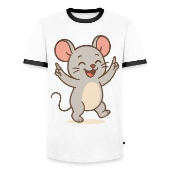 Lucky Mouse - Men's Ringer Shirt - white/black - Front - AI Model Female 172 light (172cm) & AI Model Male 178 dark (178cm)
