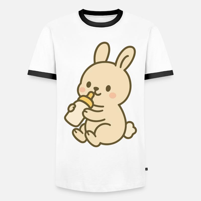 Fläschchen-Häschen - Männer Kontrast-T-Shirt - Weiß/Schwarz