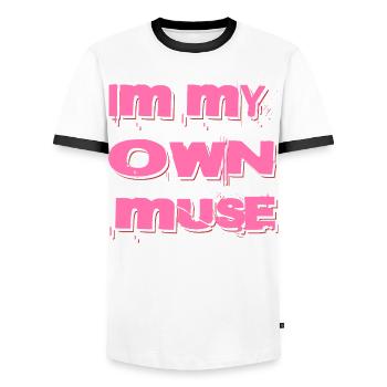 I'm My Own Inspiration – Grunge Empowerment - Männer Kontrast-T-Shirt - Weiß/Schwarz - Vorne - AI Model Female 172 light (172cm) & AI Model Male 178 dark (178cm)