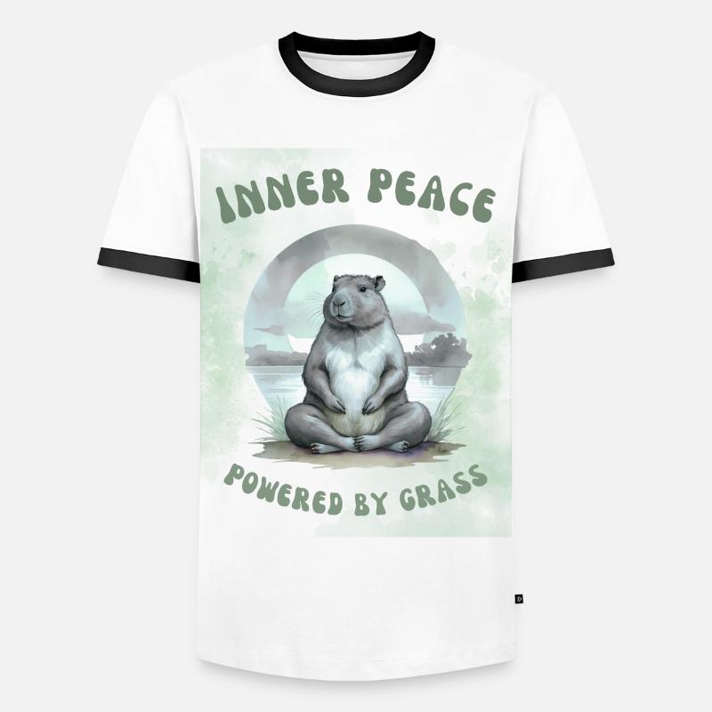 Inner Peace – Powered by Grass Design - Männer Kontrast-T-Shirt - Weiß/Schwarz