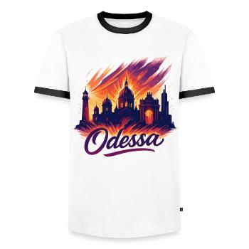 Ville d’Odessa Ukraine Perle au bord de la mer Cadeau - T-shirt contrasté Homme - blanc/noir - Devant - AI Model Female 172 light (172cm) & AI Model Male 178 dark (178cm)