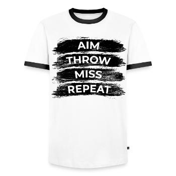 Darts Routine - Men's Ringer Shirt - white/black - Front - AI Model Female 172 light (172cm) & AI Model Male 178 dark (178cm)