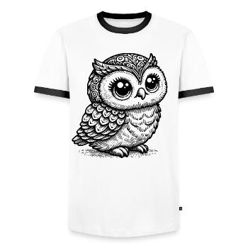 Mystic Owl – Black Animal Silhouette - Men's Ringer Shirt - white/black - Front - AI Model Female 172 light (172cm) & AI Model Male 178 dark (178cm)