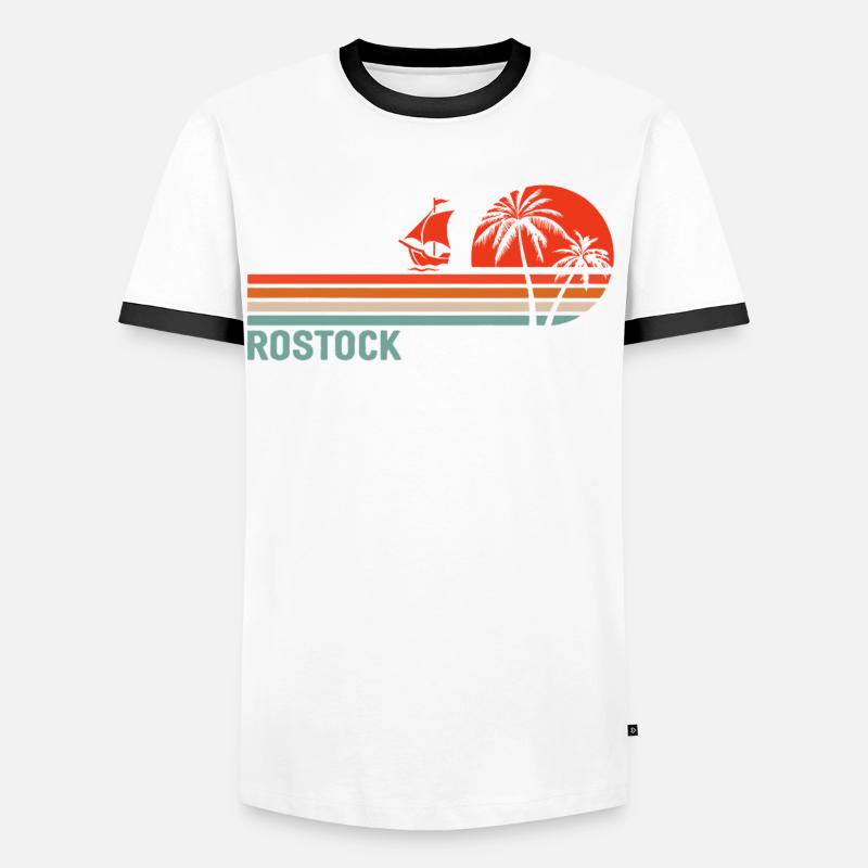 Rostocker Sunset Vibes - Männer Kontrast-T-Shirt - Weiß/Schwarz